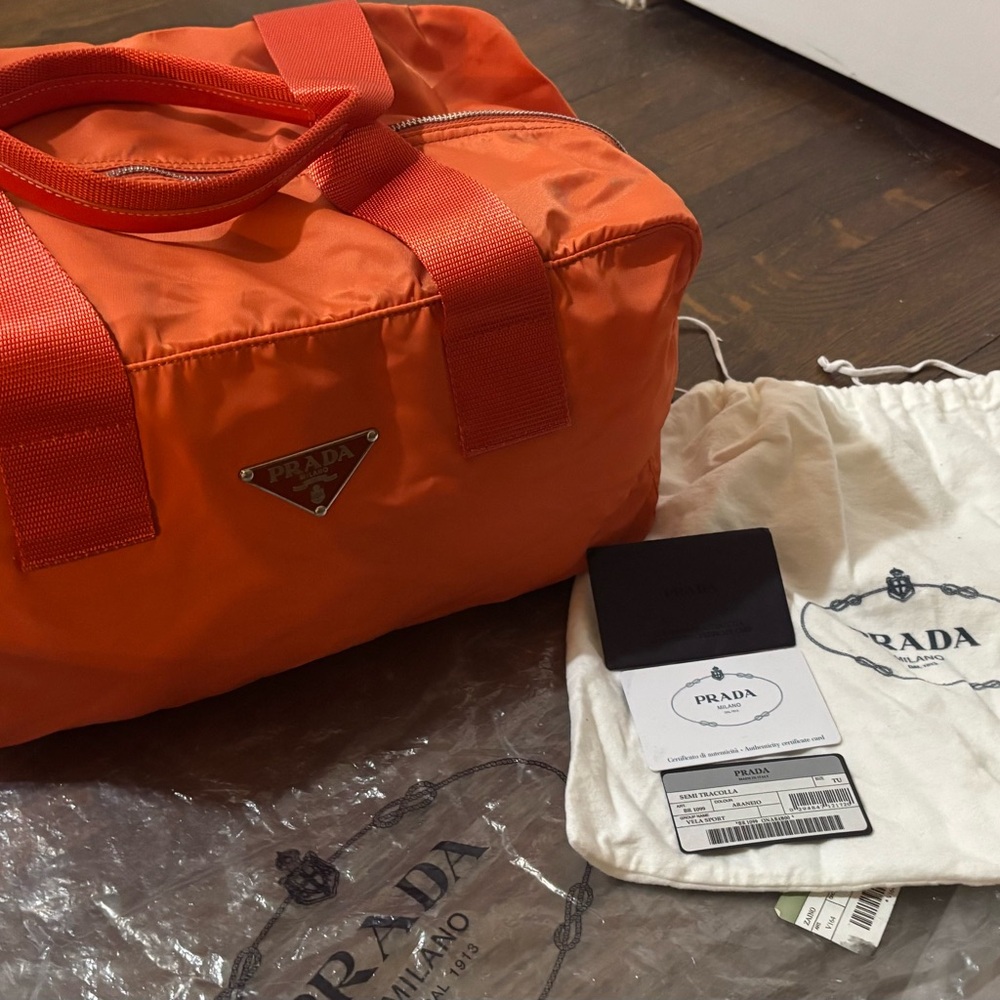 PRADA Semitracolla Vitello Vela Sport Bag - Orange   Authenticity cards included - Picture 10 of 11